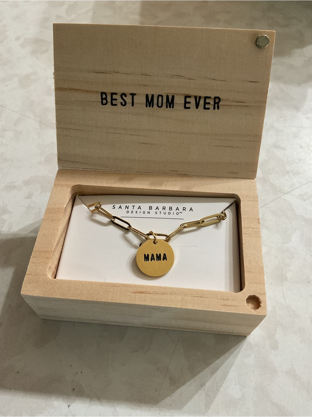 Mom Chain link necklace Gold pendant necklace with box